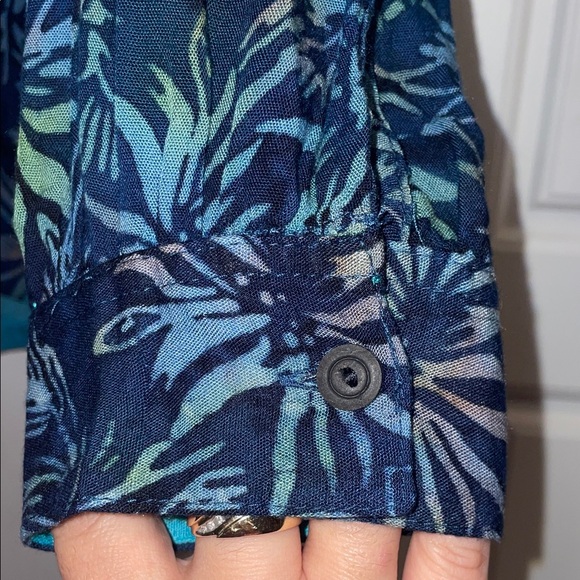Soft Surroundings Navy and Teal Floral Blouse - Picture 6 of 12